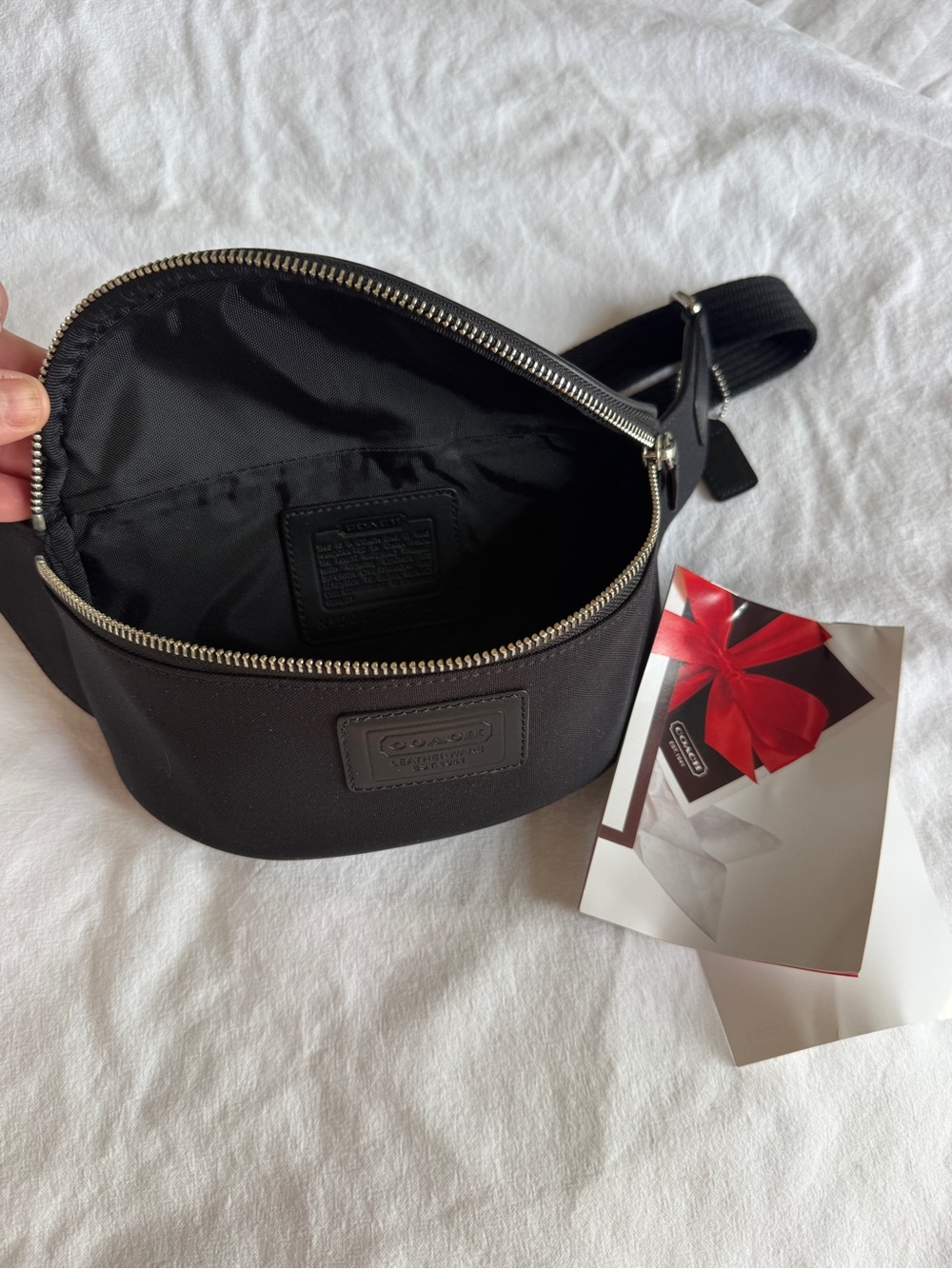 COACH Rivington Belt Bag in Black Canvas & Leather - Picture 4 of 7